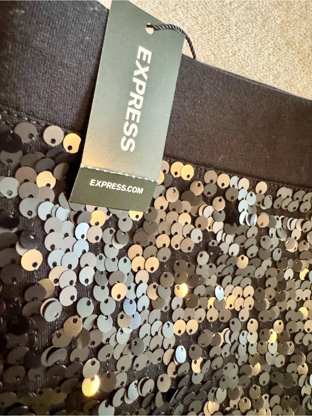 Express Black Sequin Pants NWT Size L $88 - Picture 4 of 6
